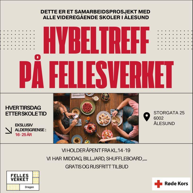 Plakat med informasjon om hybeltreff - Klikk for stort bilete
